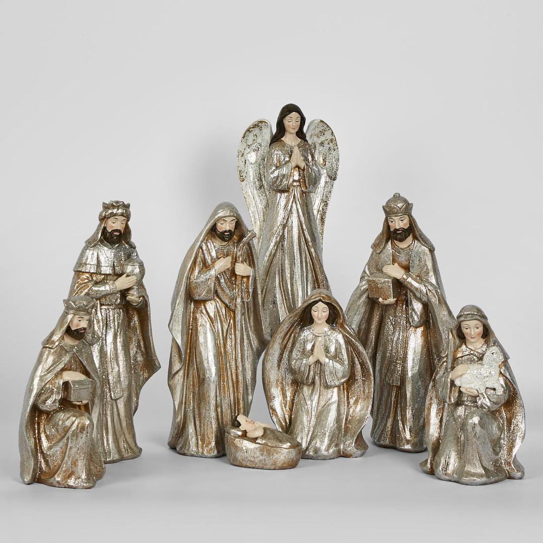 Champagne Nativity Set of 8