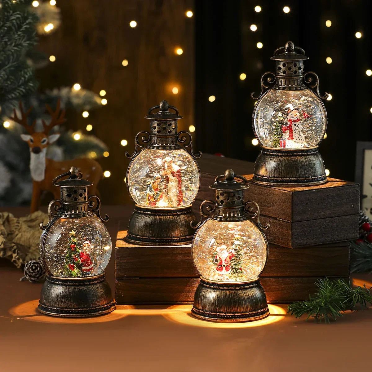 Christmas Lantern Snow Globe