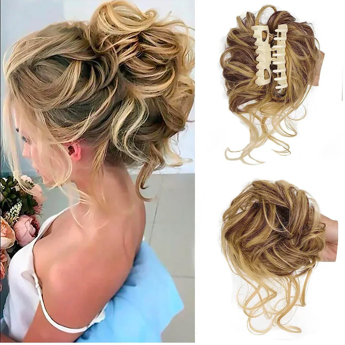 Curly Hair Bun Clip-In