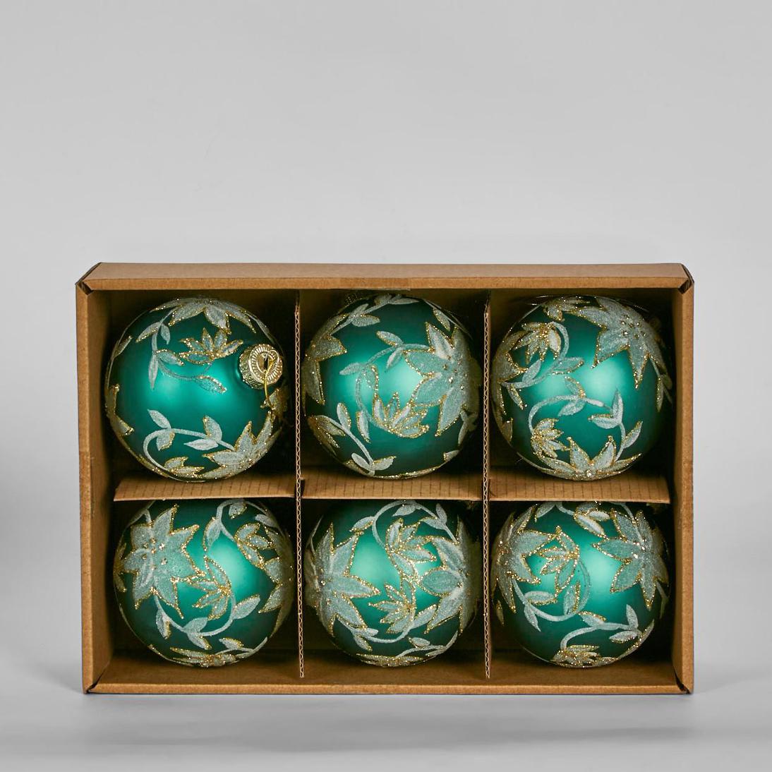 Glass Christmas Baubles Set of 6 – photo 2