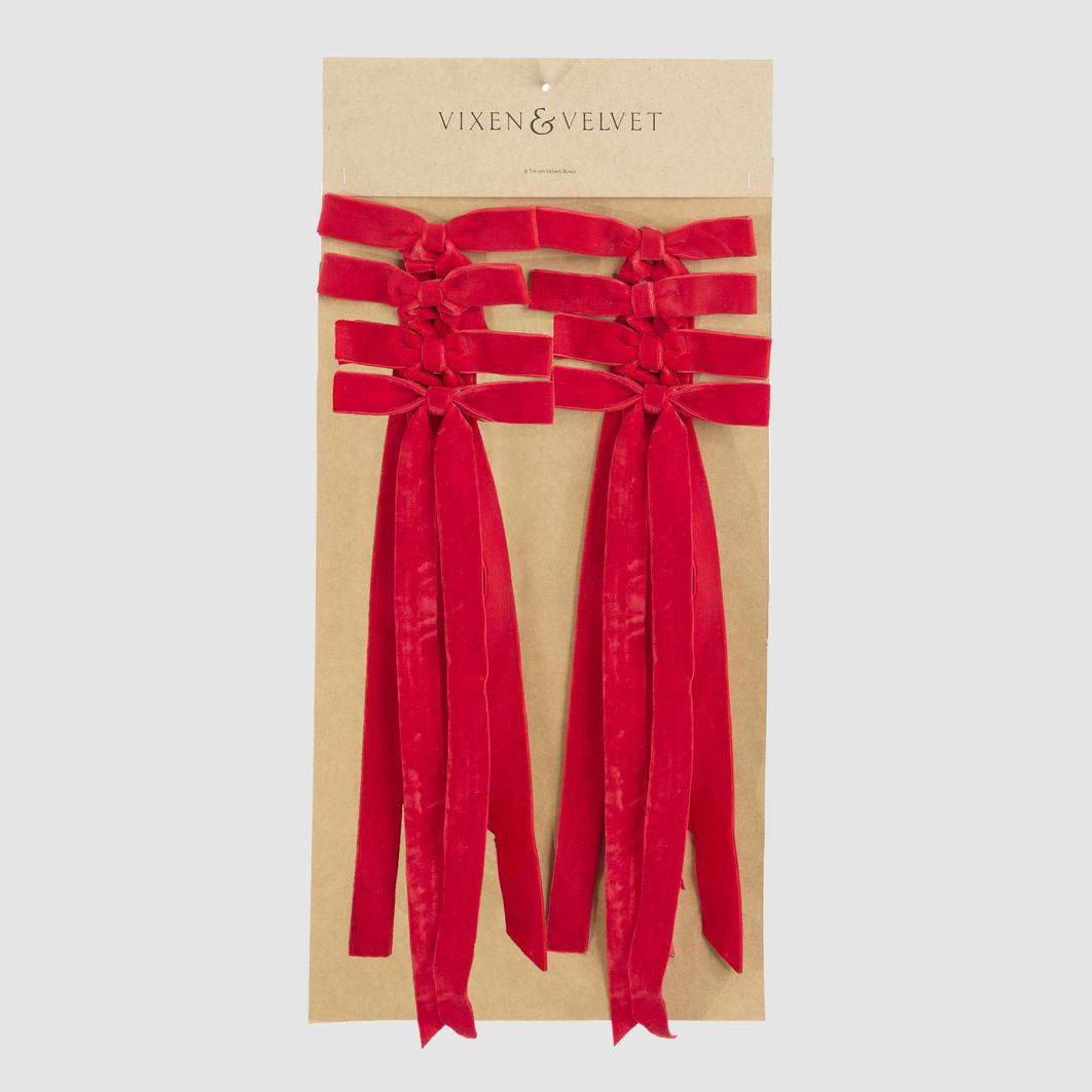Velvet Christmas Bows Set of 8